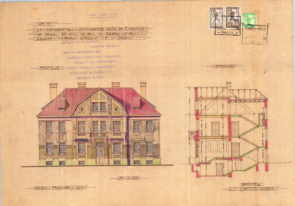 14. Nacrti zgrade i stana u prizemlju lijevo, u kojem je Julije rođen i odrastao u krilu stambenog kompleksa Osječke ljevaonice